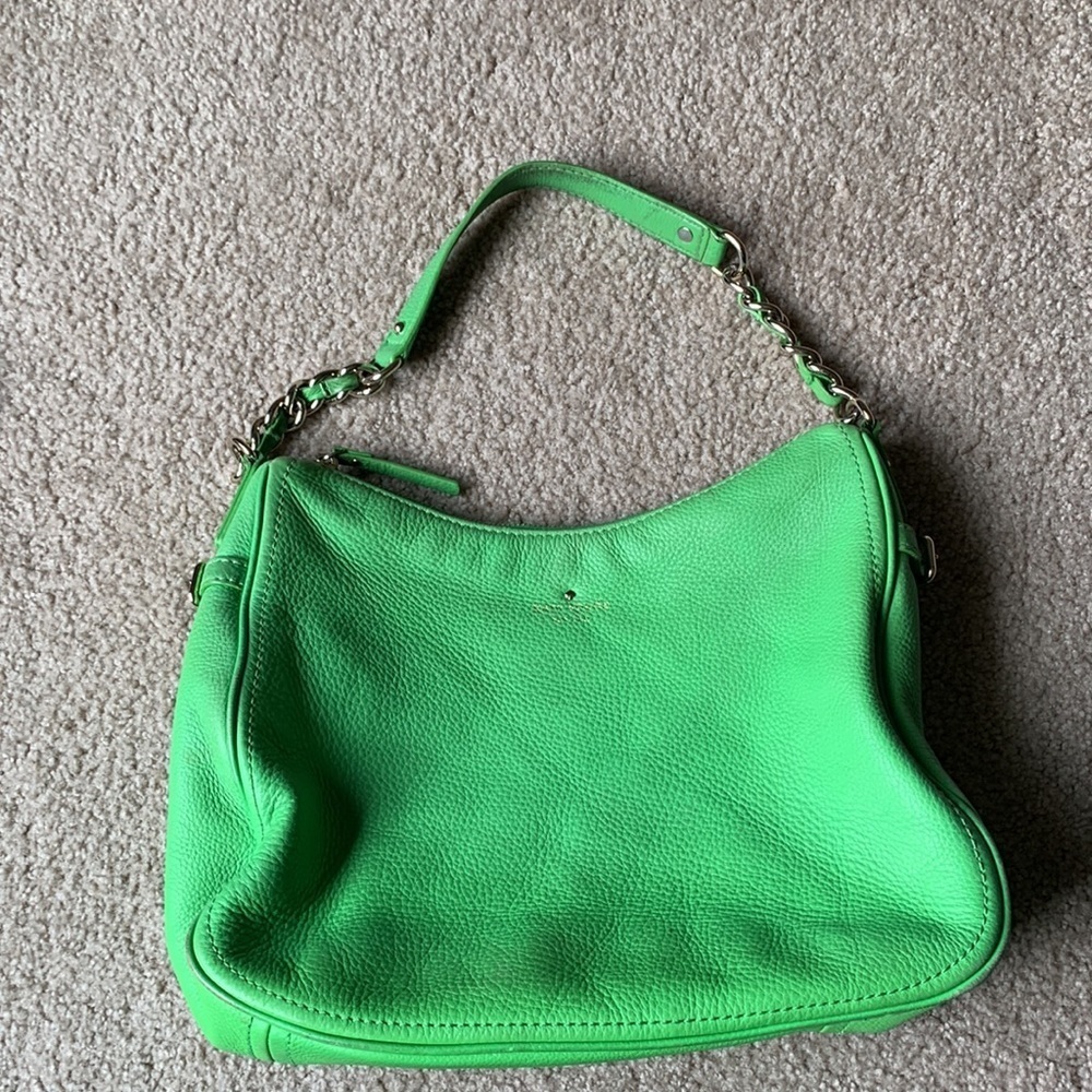 Kate Spade Cobble Hill Finley Hobo Pebbled Leather Shoulder Bag Shamrock Green - Picture 8 of 16